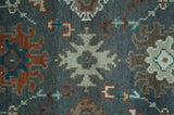 Custom Made Charcoal and Teal Hand knotted Traditional Oushak wool area rug