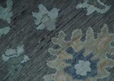 Custom Made Charcoal, Gray and Silver Antique look Traditional Oushak wool Area Rug