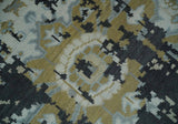 Custom Made Charcoal, Ivory and Beige Transitional Hand knotted wool Area Rug