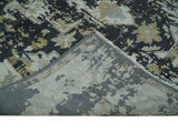 Custom Made Charcoal, Ivory and Beige Transitional Hand knotted wool Area Rug