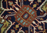 Custom Made Classic Serapi Blue, Rust and Ivory Hand knotted wool Area Rug