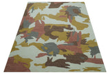 Custom Made Contemporary Abstract Ivory, Yellow And Rust Hand Tufted Wool Area Rug