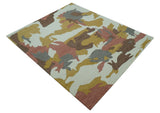 Custom Made Contemporary Abstract Ivory, Yellow And Rust Hand Tufted Wool Area Rug