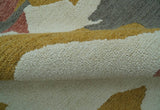 Custom Made Contemporary Abstract Ivory, Yellow And Rust Hand Tufted Wool Area Rug