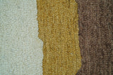 Custom Made Contemporary Abstract Ivory, Yellow And Rust Hand Tufted Wool Area Rug