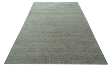 Custom Made Contemporary Blue and Brown Hand Knotted wool Area Rug