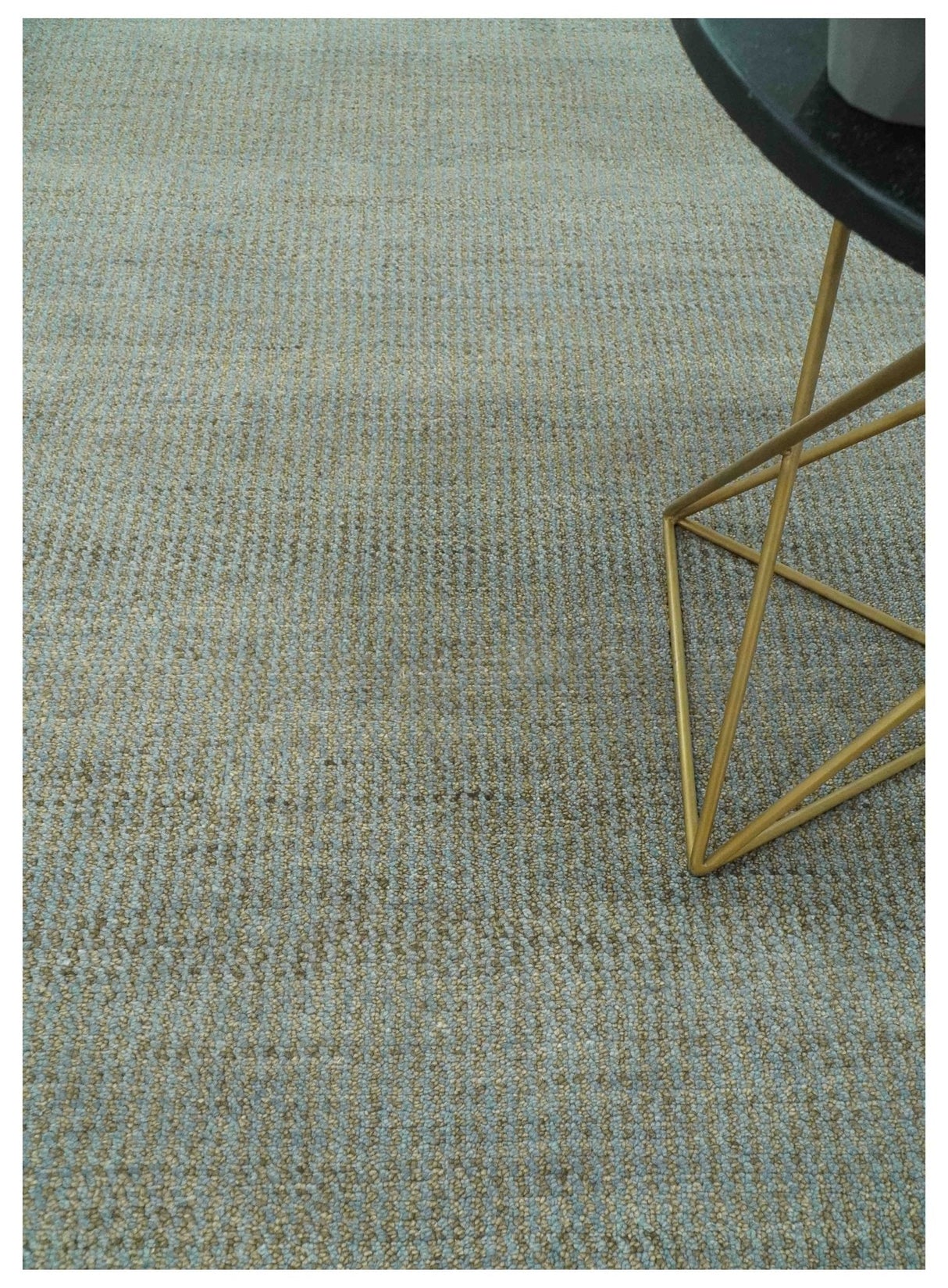 Custom Made Contemporary Blue and Brown Hand Knotted wool Area Rug