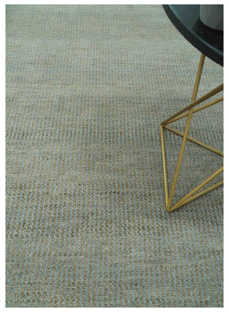 Custom Made Contemporary Blue and Brown Hand Knotted wool Area Rug