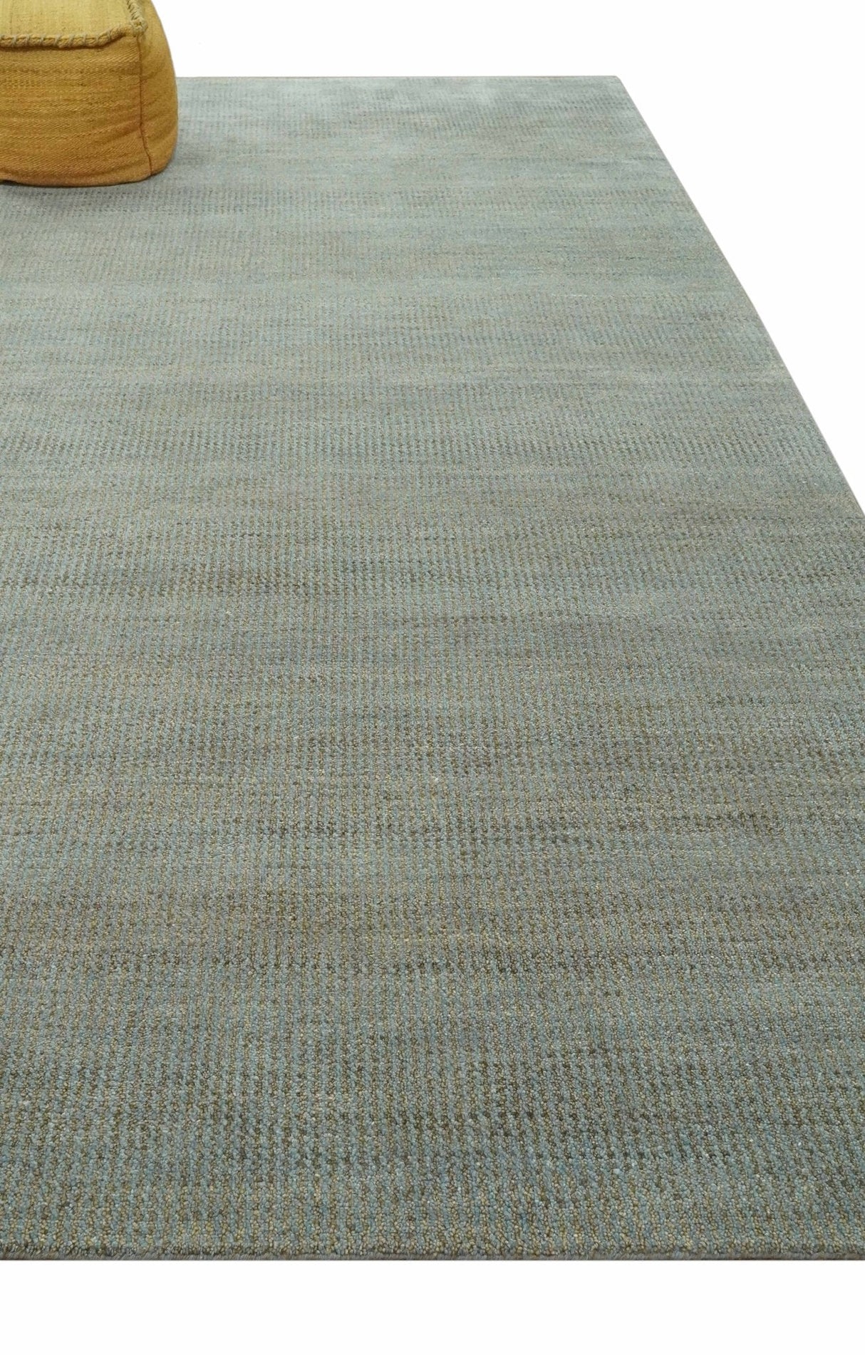 Custom Made Contemporary Blue and Brown Hand Knotted wool Area Rug