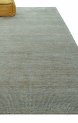 Custom Made Contemporary Blue and Brown Hand Knotted wool Area Rug