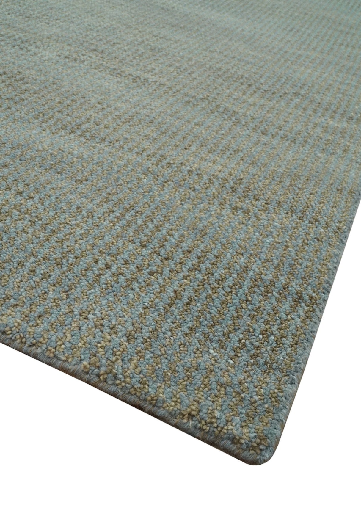 Custom Made Contemporary Blue and Brown Hand Knotted wool Area Rug