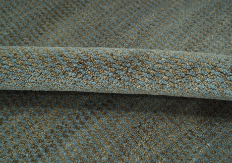 Custom Made Contemporary Blue and Brown Hand Knotted wool Area Rug