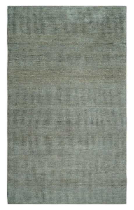 Custom Made Contemporary Blue and Brown Hand Knotted wool Area Rug