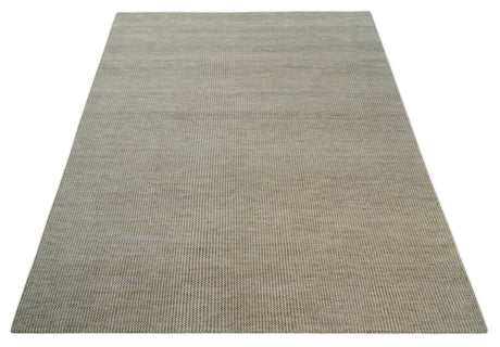 Custom Made Contemporary Brown and Ivory Hand Knotted Rug Area Rug