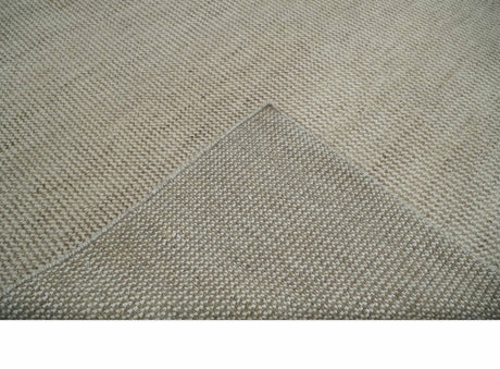 Custom Made Contemporary Brown and Ivory Hand Knotted Rug Area Rug