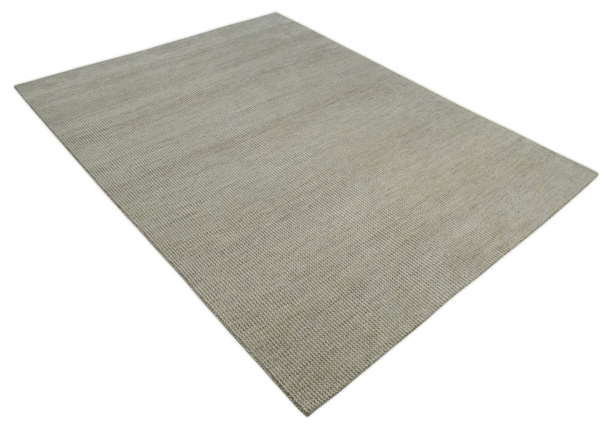 Custom Made Contemporary Brown and Ivory Hand Knotted Rug Area Rug