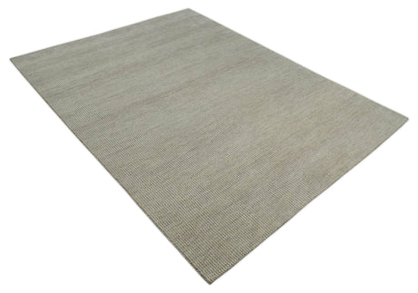 Custom Made Contemporary Brown and Ivory Hand Knotted Rug Area Rug