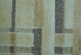 Custom Made Contemporary Design Beige And Gray Hand knotted wool Area Rug