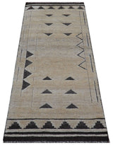 Custom Made Contemporary Design Black And Beige Hand knotted wool Area Rug