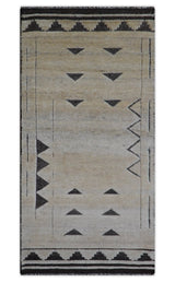 Custom Made Contemporary Design Black And Beige Hand knotted wool Area Rug