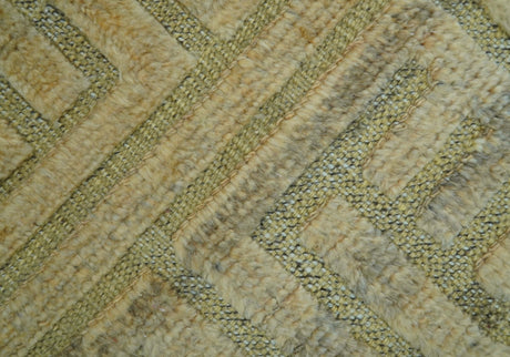 Custom Made Contemporary Design Gray And Wheat Hand knotted wool Area Rug