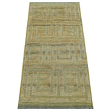 Custom Made Contemporary Design Gray And Wheat Hand knotted wool Area Rug