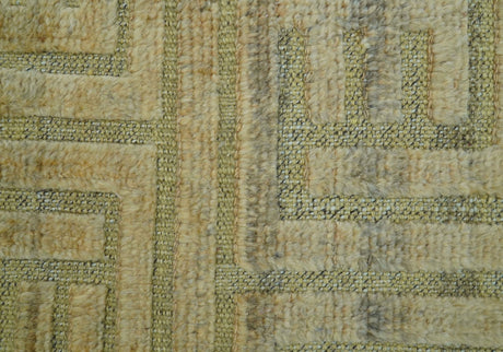 Custom Made Contemporary Design Gray And Wheat Hand knotted wool Area Rug