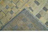 Custom Made Contemporary Design Gray And wheat Hand knotted wool Area Rug