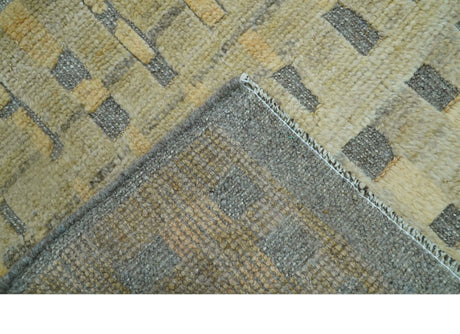 Custom Made Contemporary Design Gray And wheat Hand knotted wool Area Rug