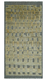 Custom Made Contemporary Design Gray And wheat Hand knotted wool Area Rug