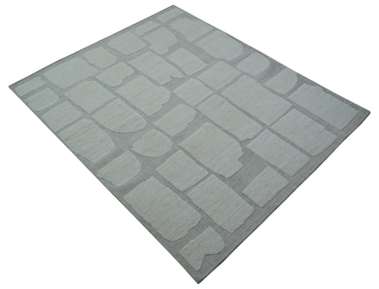 Custom Made Contemporary Gray Hand Knotted Wool Area Rug