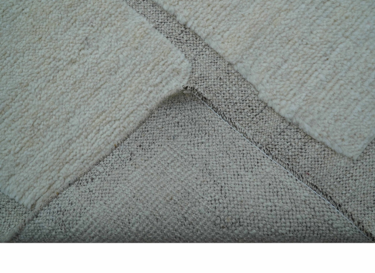 Custom Made Contemporary Gray Hand Knotted Wool Area Rug