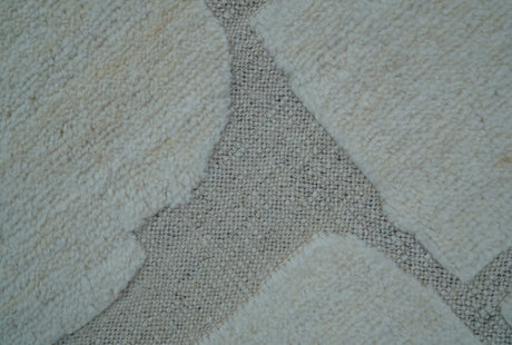 Custom Made Contemporary Gray Hand Knotted Wool Area Rug