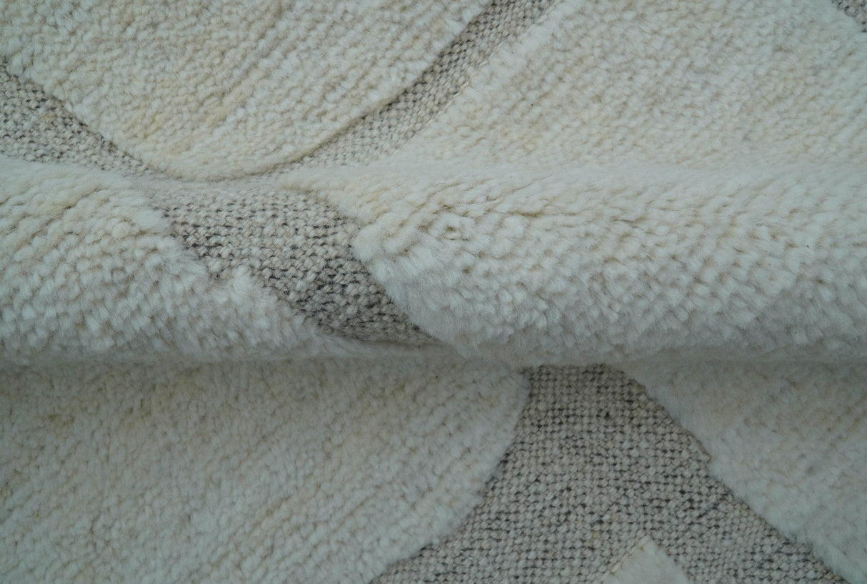 Custom Made Contemporary Gray Hand Knotted Wool Area Rug