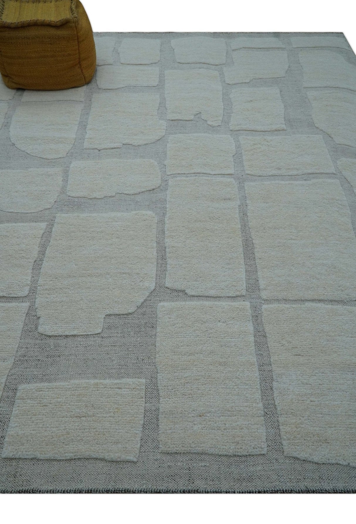 Custom Made Contemporary Gray Hand Knotted Wool Area Rug