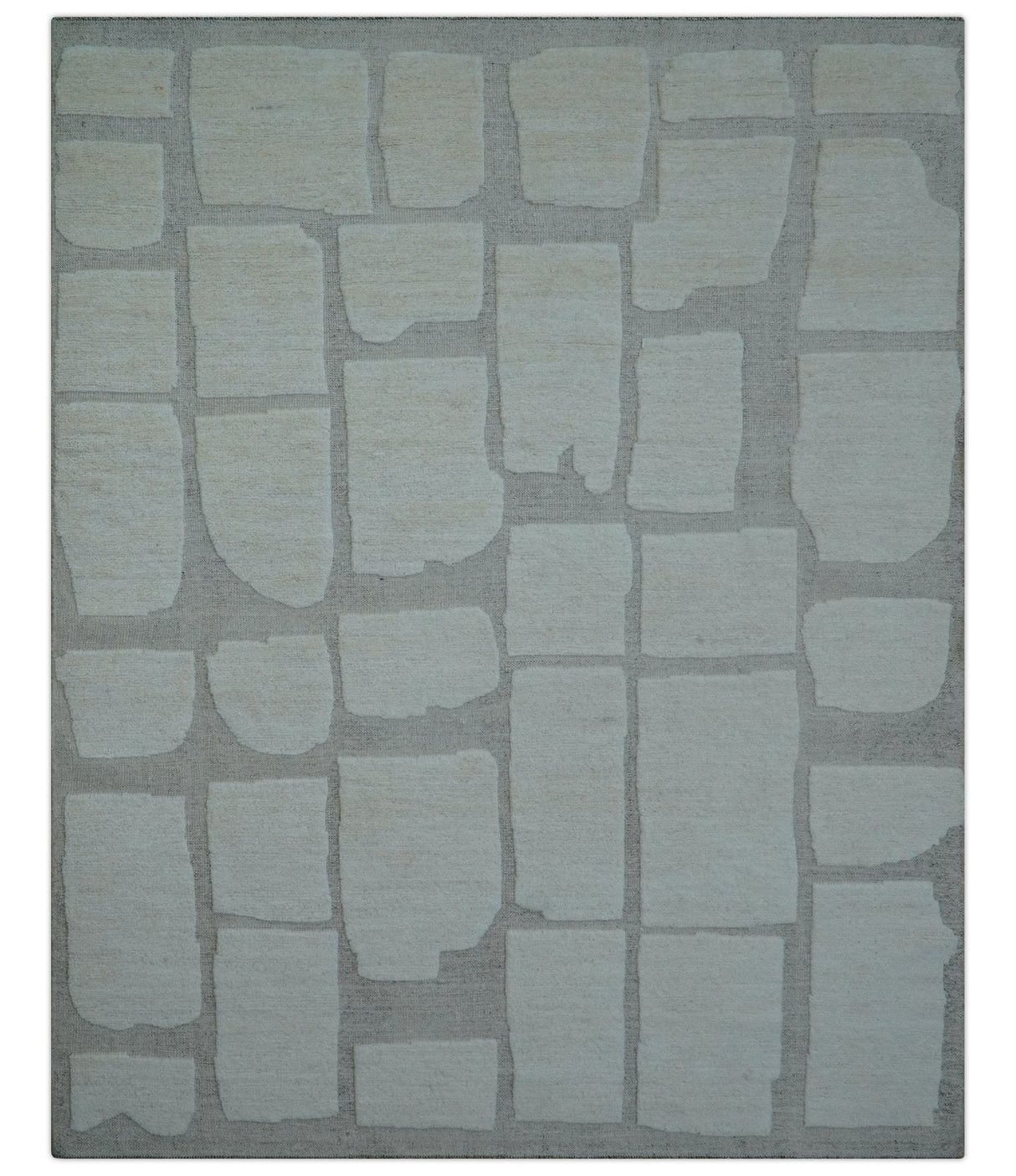 Custom Made Contemporary Gray Hand Knotted Wool Area Rug