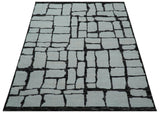 Custom Made Contemporary Ivory And Dark Brown Hand Knotted Wool Rug