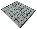 Custom Made Contemporary Ivory And Dark Brown Hand Knotted Wool Rug