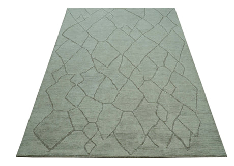 Custom Made Contemporary Pattern Brown And Ivory Hand Tufted Wool Area Rug