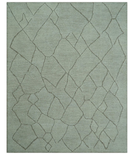 Custom Made Contemporary Pattern Brown And Ivory Hand Tufted Wool Area Rug