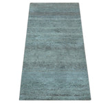 Custom Made Contemporary Solid Blueish Silver Hand knotted wool Area Rug