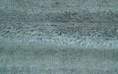 Custom Made Contemporary Solid Blueish Silver Hand knotted wool Area Rug