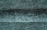 Custom Made Contemporary Solid Plush Steel Blue Hand Knotted Wool Rug