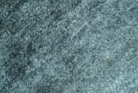 Custom Made Contemporary Solid Plush Steel Blue Hand Knotted Wool Rug