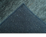 Custom Made Contemporary Solid Plush Steel Blue Hand Knotted Wool Rug