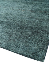 Custom Made Contemporary Solid Plush Steel Blue Hand Knotted Wool Rug