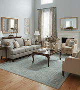 Custom Made Distressed Silver Blue Traditional Hand knotted Wool Area Rug