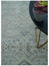 Custom Made Distressed Silver Blue Traditional Hand knotted Wool Area Rug