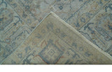 Custom Made Distressed Silver Blue Traditional Hand knotted Wool Area Rug