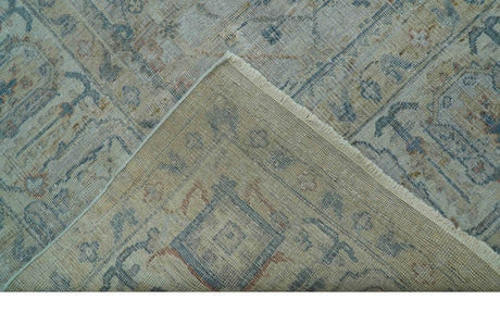 Custom Made Distressed Silver Blue Traditional Hand knotted Wool Area Rug